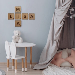 letra scrabble Madera - letra gigante - letra pared personalizada - scrabble madera - scrabble familiar - decoración habitación infantil