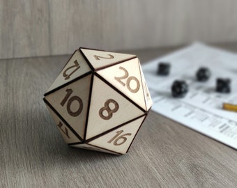 Giant D20 wooden role-playing dice - dnd - DnD gift - role-playing decoration - board games - original decoration