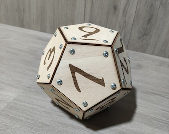 Giant D12 wooden role-playing dice - dnd - DnD gift - role-playing decoration - board games - original decoration