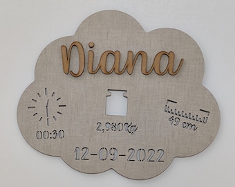 Birth with personalized name - Baby Birth Plate - personalized name - birth gift - baby - godmother - godfather