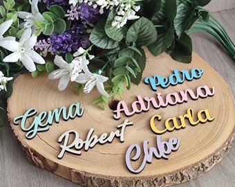 COLORED placemarks with personalized names for Weddings - Baptisms, Communions - Business lunches - Events - Personalized name