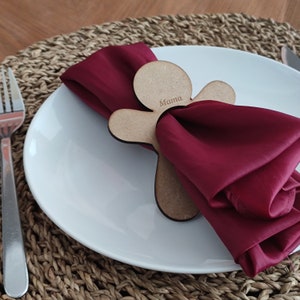 Portatovaglioli natalizi in legno personalizzati - Decorazioni natalizie - Sala da pranzo - Nome personalizzato - Cena di Natale