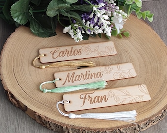 Bookmark with Tassels, personalized name - Placeholder - Wedding - Communion - Christening - Wedding gift - Wooden bookmark - Wedding detail