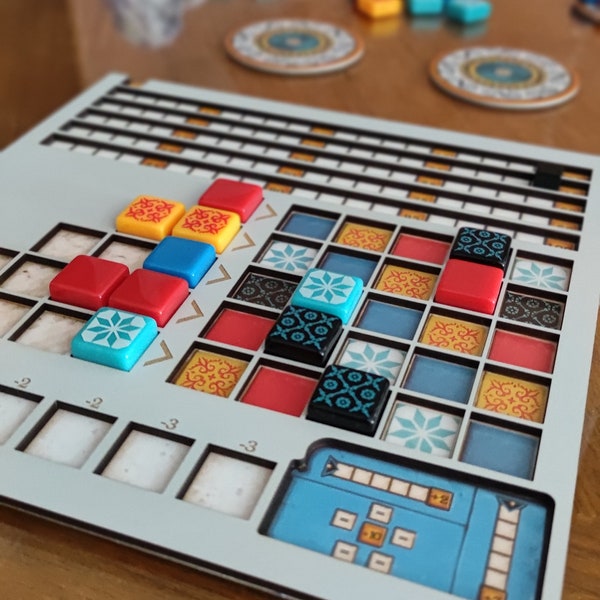 Plantilla de superposición de tablero jugador de Azul - Bandeja encaje azul - Azul Player Board - Juego de mesa - Tray