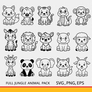Animals Bundle svg, safari svg, laser engraving file, zoo svg, african animals svg, baby animals svg, lion svg, tiger svg PNG EPS.
