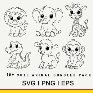 jungle animals svg, safari svg, laser engraving file, zoo svg, african animals svg, baby animals svg, lion svg, tiger svg PNG EPS.