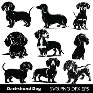 Dackel SVG Full Bundle von 9, Dackel Png, Bundle svg, Dackel Cut Files für Cricut, Dackel Clipart, Dackel Silhouette.