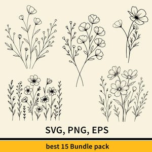 wild flowers svg bundle, Flower Svg Bundle, Wildflower Svg, Floral Svg, Stay Wild Svg, Wild Flower Svg, Floral Frame Svg, Png, Eps