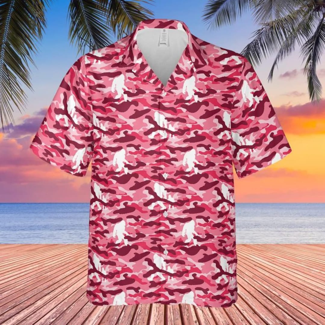 Camisa Hawaiana Roja De Pie Grande: Sasquatch Cryptid De Manga Corta - México