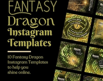 10 Fantasy Instagram Templates for Dragon Enthusiasts – Canva Editable 1:1 Bookish Posts | Instagram TikTok Pinterest Facebook LinkedIn
