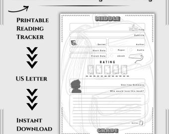 Middle Grade One Page Book Log Printable – Review Tracker Sheet | Reader Notes Organizer | Downloadable File