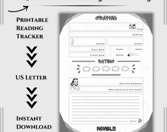 Graphic Novel One Page Book Review Template – Printable Reading Log Sheet | Notes Organizer | Instant File