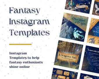 10 Fantasy Instagram Templates for Dragon Enthusiasts – Canva Editable 1:1 Social Media Posts | Bookish Branding Kit | Content Creators