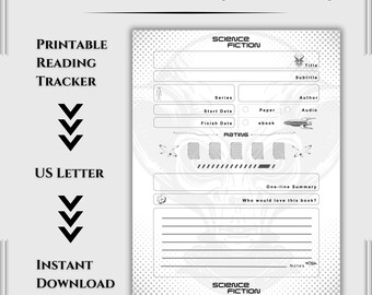 Science Fiction Reading Record Page Printable – Book Journal & Reading Log | Book Review Tracker | Digital Download Planner