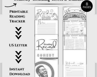 Comedy Reader Planner Printable – 8 Page Reading Journal | Book Tracker | Review Pages