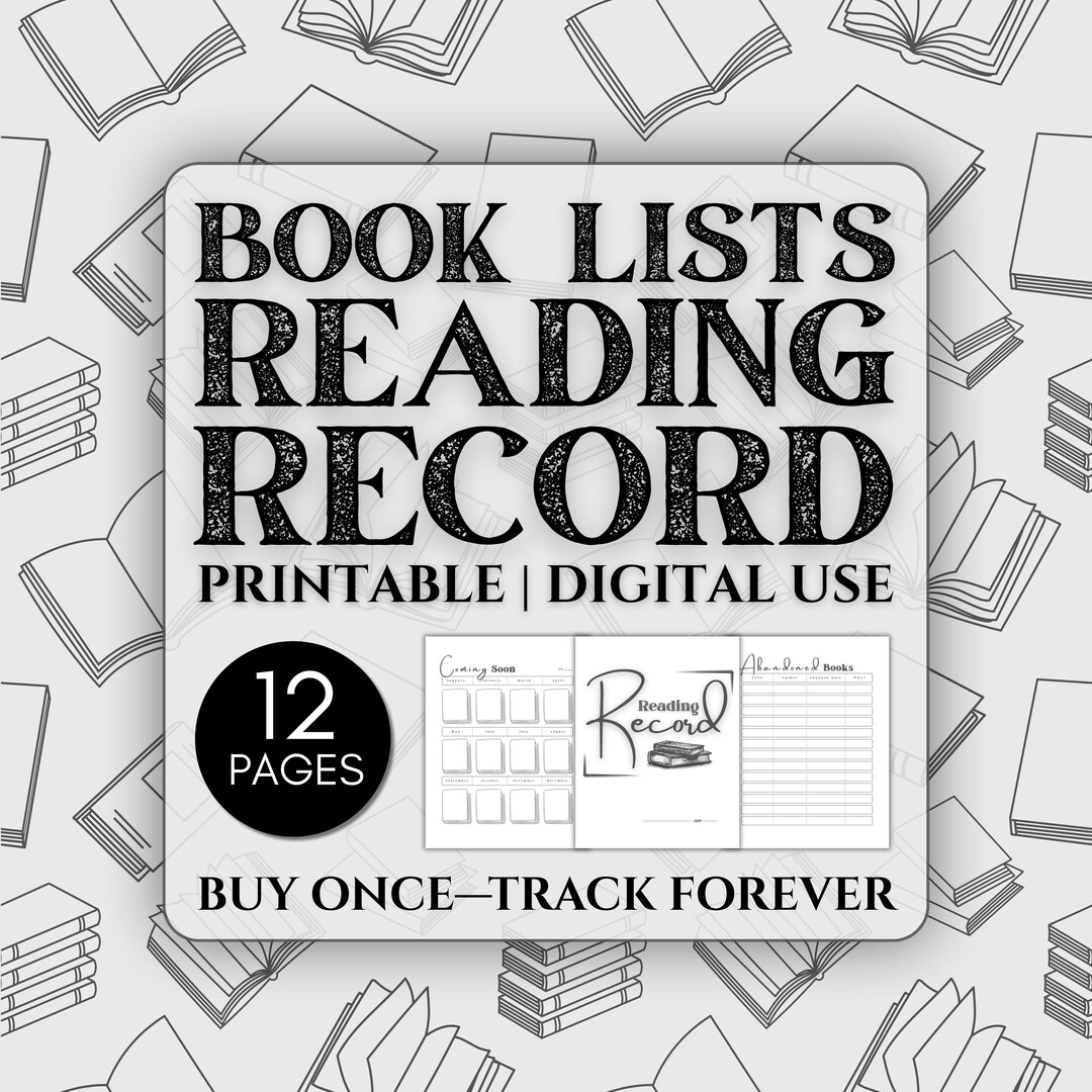 Pages Read Record Book List Printable | 12-page Reading Record Bundle | Book Tracker Log ...