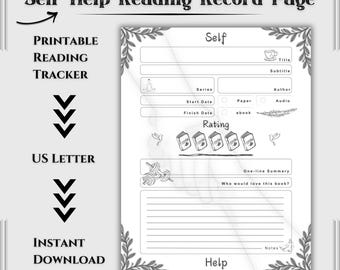 Self Help Single Page Reading Record – Printable Book Log Template | Literature Review Sheet | Digital Download