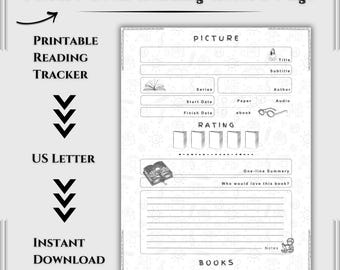 Picture Book One Page Book Log Printable – Review Tracker Sheet | Reader Notes Organizer | Downloadable File