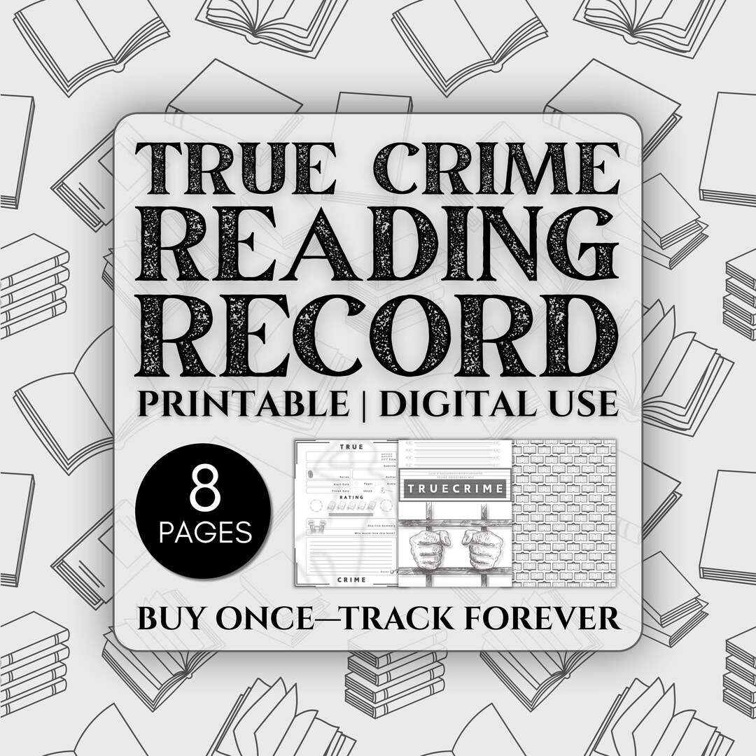 True Crime Book Tracker Printable | 8 Page Reading Journal | Book Log ...