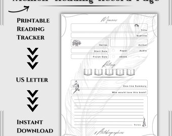 Memoirs & Autobiographies One Page Book Log Printable – Review Tracker Sheet | Reader Notes Organizer | Downloadable File