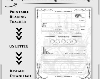 Dystopian One Sheet Book Record Printable – Title Log Page | Review Notes Organizer | Instant Download