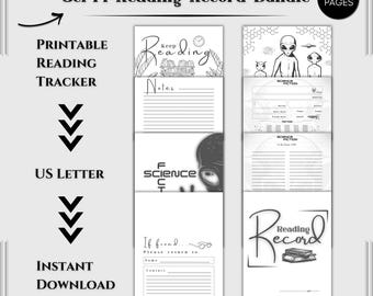 Sci-fi Reading Journal Printable – 8 Page Book Tracker | Reading Log | Review Sheets | Bookish Planner