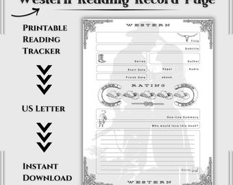 Western Single Page Book Notes Printable – Reading Tracker Sheet | Literature Log Template | Downloadable PDF