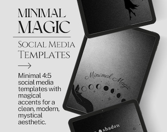 35 Minimal Magic Social Media Templates – Canva Editable 4:5 Fantasy Posts | Instagram TikTok Pinterest Facebook LinkedIn | Bookish Branding