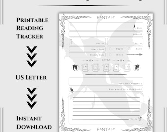 Fantasy Reading Record Page – Printable Book Journal | Reading Log | Book Review Tracker | Digital Download | Bookish Reading Planner