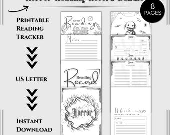 8 Page Horror Book Journal Printable | Reading Tracker | Book Log | Review Record | Digital Download