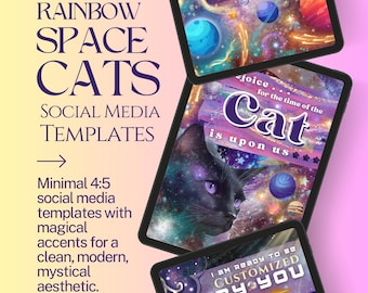 20 Sci-Fi Social Media Templates for Space Cat Aesthetic – Canva Editable 4:5 Bookish Posts | Instagram TikTok Pinterest Facebook LinkedIn