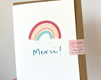 Merci | Customisable French Thank you card | Rainbow design | Cute card to say thank you | Merci beaucoup |