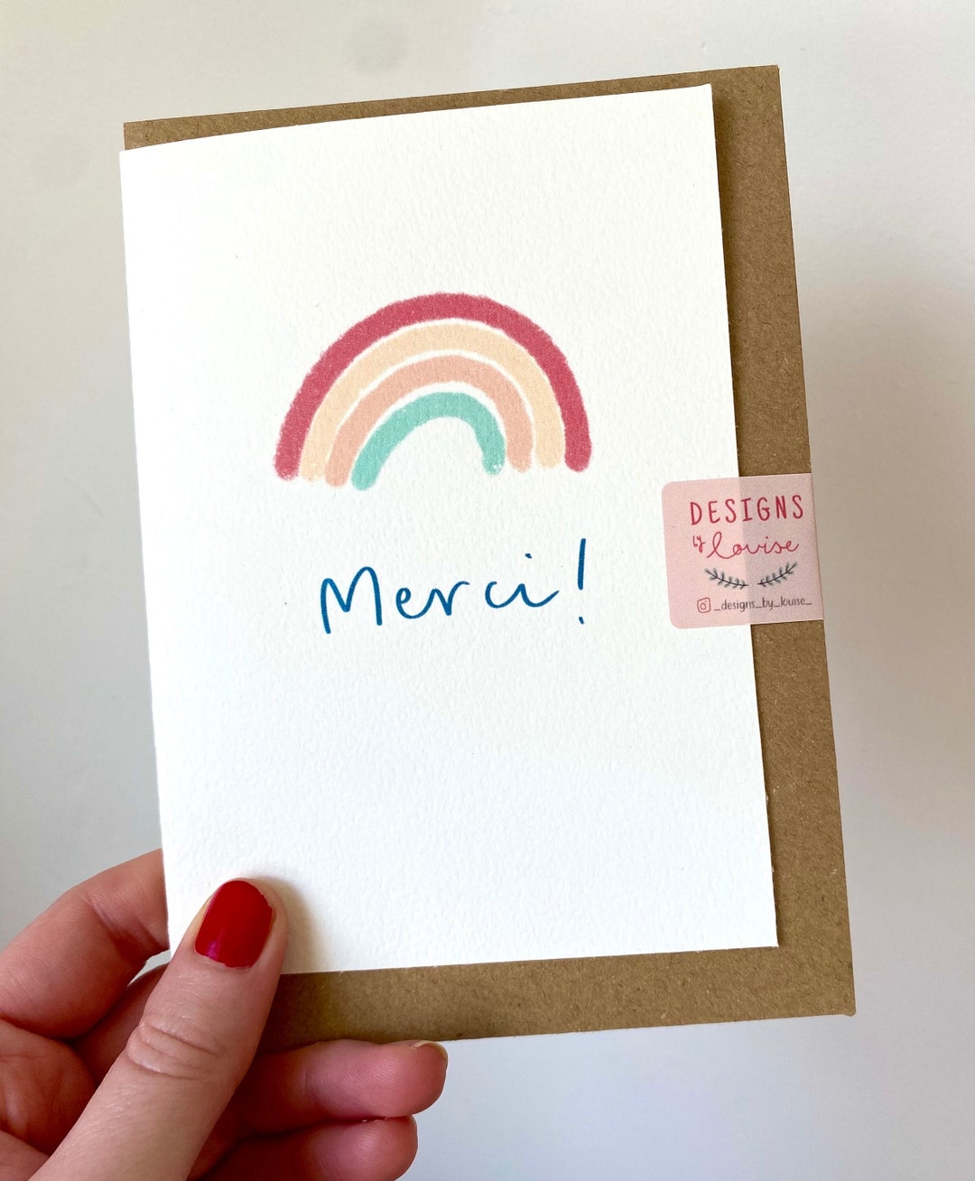 Merci | Customisable French Thank You Card | Rainbow Design | Cute Card ...