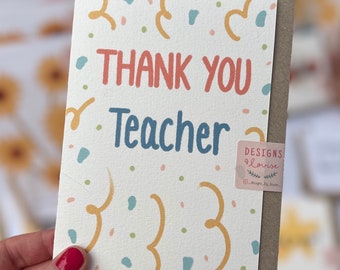 Thank you teacher card | Cute card for class teachers at the end of term |