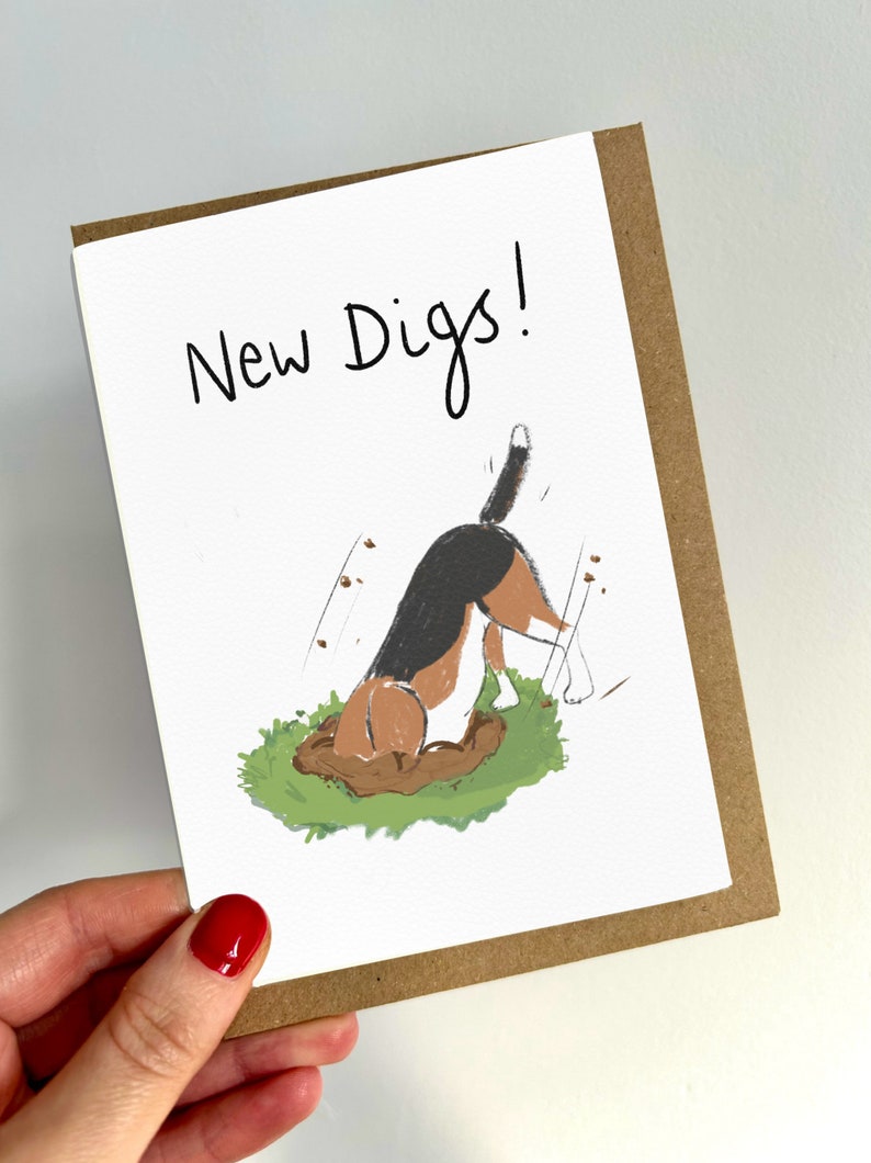 New Digs Card for New Home | Dachshund Sausage Dog Greeting Card | Hand ...