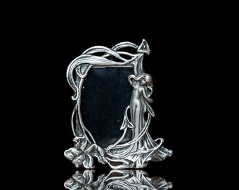 Silver antique miniature photo frame Art Nouveau / Jugendstil for passport photo - 925 hallmark small photo frame ca 1900
