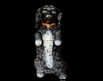 Tobacco jar in the shape of a dog, heavy white poodle, Austria ca. 1880, signed B.B. (Bernard Bloch), collector's item.