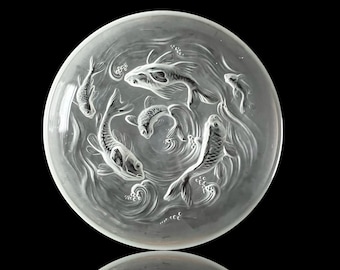 Verlys France Glass Art Art-Deco Fish bowl in frosted glass.