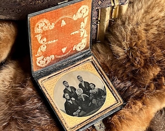 アンティーク ダゲレオタイプ、1800 年代中期、アンブロタイプ、ティン