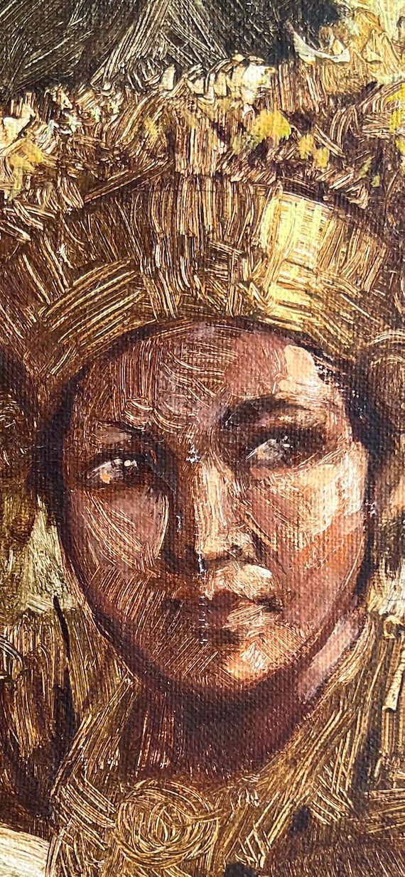 インドネシアの絵画、ハシムの署名入り、キャンバスに手描きされ