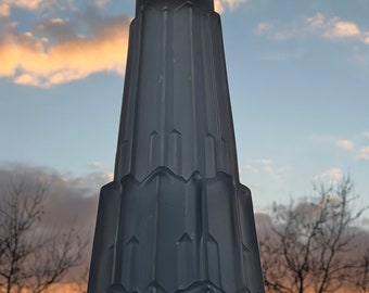 Large Art Deco vase 'Skyscraper', vintage vase from around 1920 made of white frosted glass, robust, rare, unique item