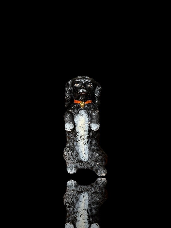 Antique Tobacco Jar in the Shape of a Dog, Heavy White Poodle, Austria Ca.  1880, Signed B.B. (bernard Bloch), Collector's Item