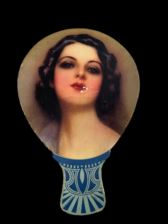 Antique Art Deco hand fan issued by Cachou Lajaun… - image 2