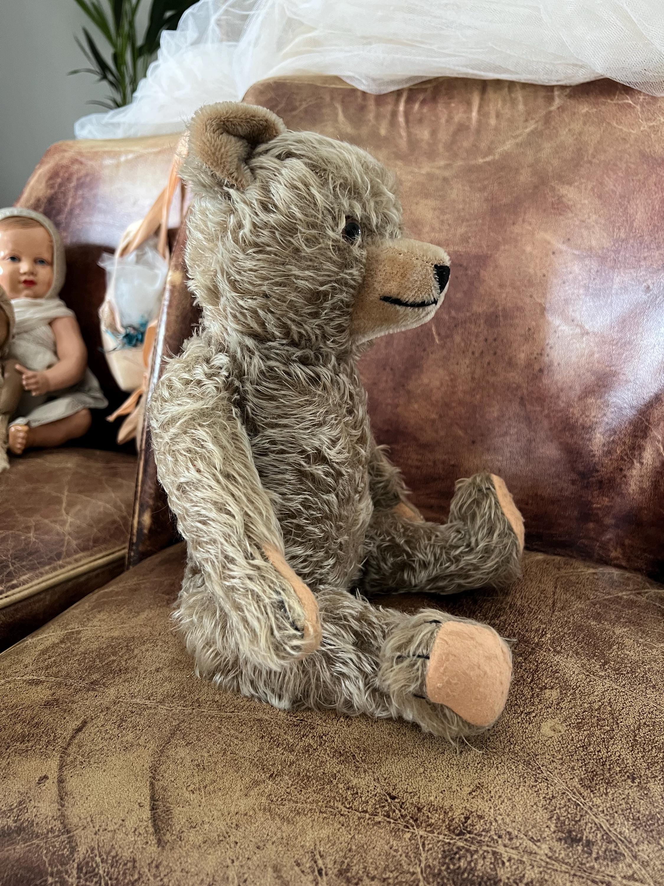 Ancien Ours En Peluche Interieur Paille De Bois Circa 1949