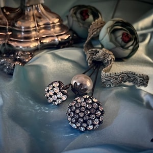 Antique Victorian Rhinestone Hatpin Set | Circa 1900 | Silver-Plated Art Nouveau Sparkle | Collectible Hair Accessories