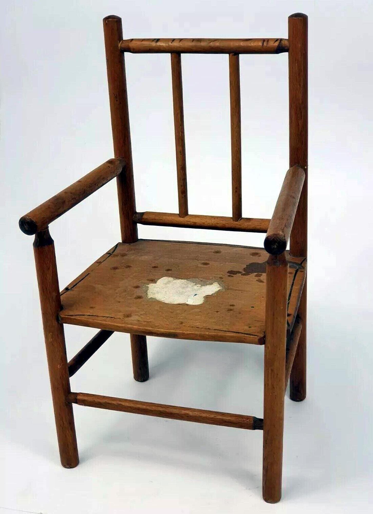 Antique doll's chair original made of wood Naether