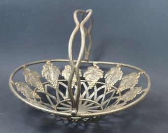 Antike Obstschale Brotkorb Schale aus Metall Jugendstil