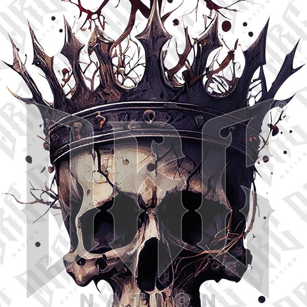 Skull with crown png sublimation design download, hand drawn skull png, skull png, sublimation designs download