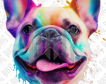 French Bulldog PNG | Colorful Bulldog Sublimation | Hand Drawn Bulldog Illustration | French bulldog Mom | Shirt Tumbler Design PNG Pet Art