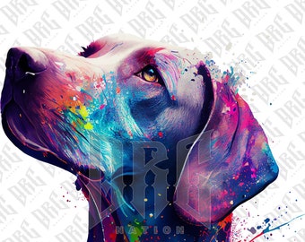 Weimaraner Dog PNG | Colorful Weimaraner Dog Breed Sublimation for Shirts Art Mugs Tumbler | Dog Portrait PNG | Dog Illustration